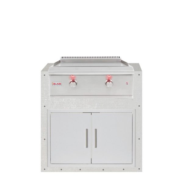 BBQGuys Signature 36-Inch Ready for Finish Outdoor Kitchen Module w/ Blaze LTE 30-Inch Propane Griddle & Double Doors