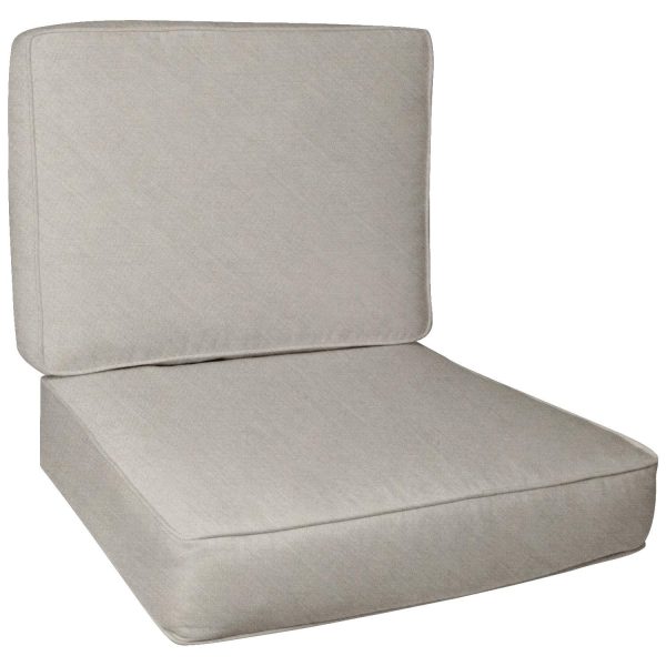 Sunbrella Cast Ash Medium Rectangular Outdoor Replacement Club Chair Cushion Set W/ Piping By BBQGuys Signature