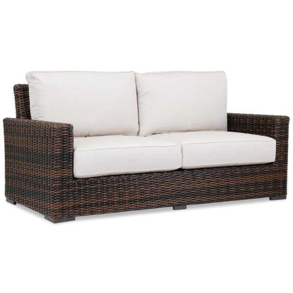 Montecito Wicker Loveseat in Cognac/Canvas Flax by Sunset West