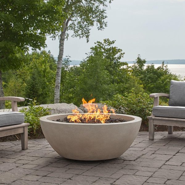 Dustyview 42 Inch Round GFRC Natural Gas Fire Bowl in Fog by BBQGuys Signature