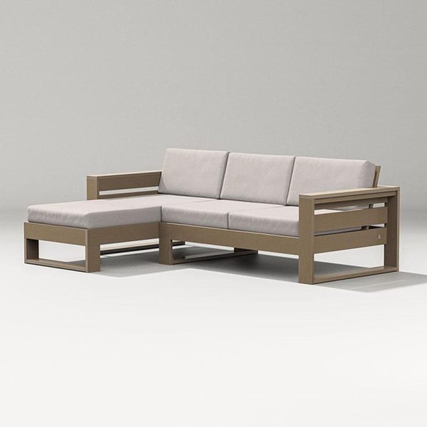 Latitude 3 Person Sectional Sofa w/ Left Chaise in Vintage Sahara/Dune Burlap By PW Designer Series