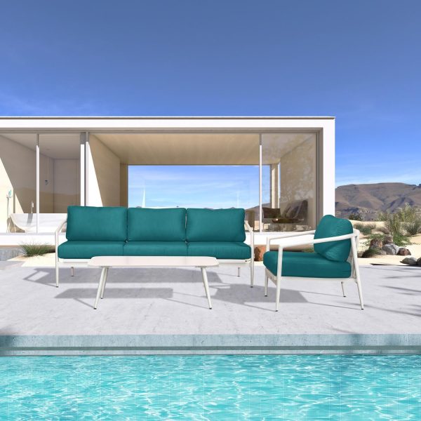 Midnight Cove 3 Pc Aluminum Seating Set in Urban Stone/Spectrum Peacock by Lakeview Outdoor Designs