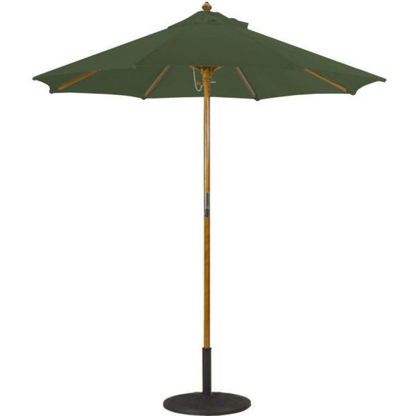 Galtech 7.5 Ft. Octagonal Hardwood Patio Market Umbrella W/ Push Lift - Light Wood W/ Sunbrella Canvas Forest Green Canopy