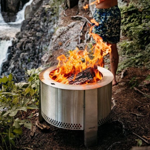 Y Series 21 Inch Portable Round Stainless Steel Wood-Burning Fire Pit in Stainless Steel by Breeo