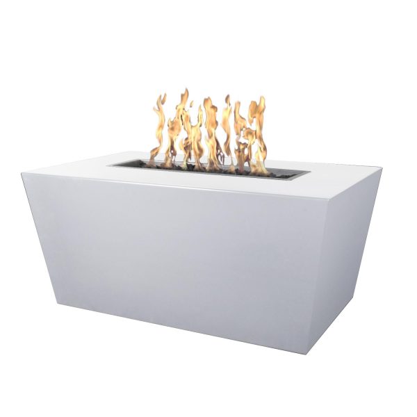 Mesa 48 Inch Rectangular Powder Coated Steel Natural Gas Fire Pit w/ Glow Plug in White by The Outdoor Plus