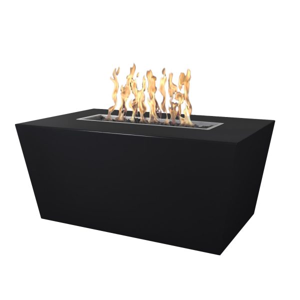 Mesa 72 Inch Rectangular Powder Coated Steel Natural Gas Fire Pit w/ Glow Plug in Black by The Outdoor Plus