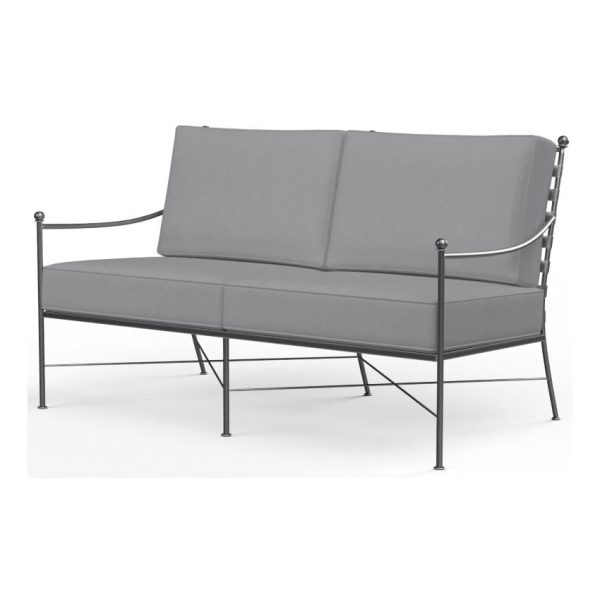Provence Wrought Iron Loveseat in Pewter/Canvas Granite by Sunset West