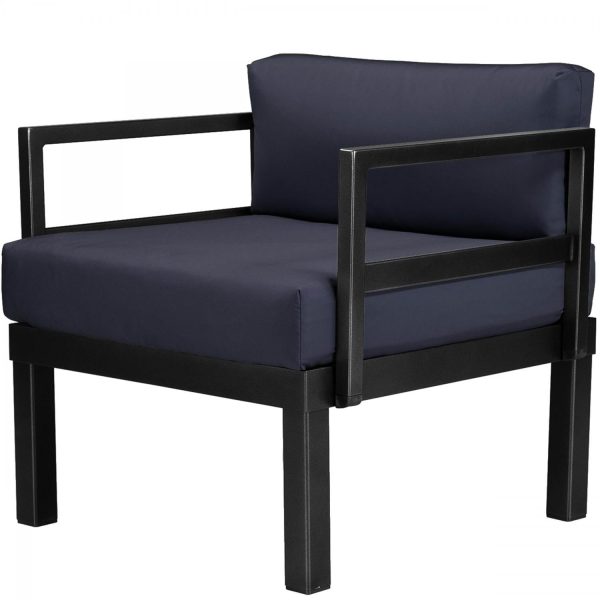 Ashbee Aluminum Club Chair in Textured Black/Indigo by Telescope Casual