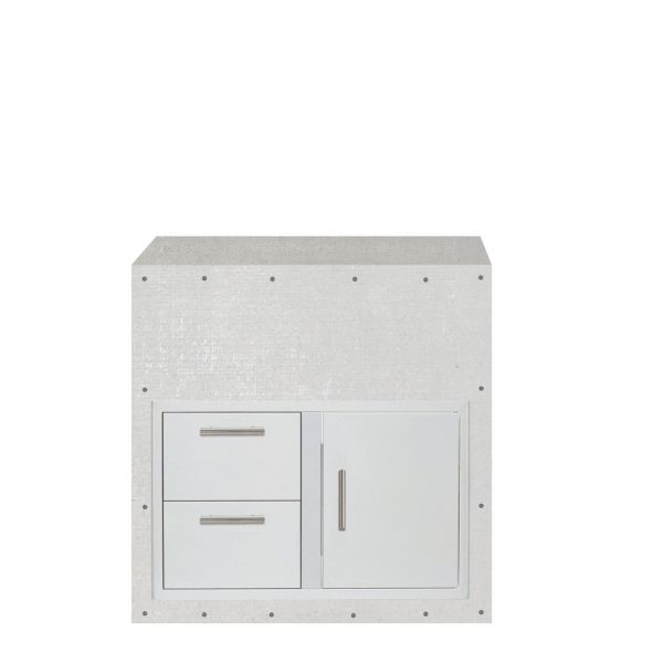 BBQGuys Signature 36-Inch Ready for Finish Outdoor Kitchen Module w/ Double Drawer & Door Combo