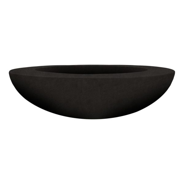 Valley Bay 70 Inch Round GFRC Natural Gas Fire Bowl in Ebony by Lakeview Outdoor Designs
