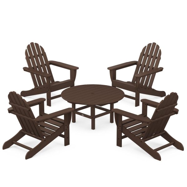 Classic Adirondack 5 Pc Recycled Plastic Seating Set in Mahogany by POLYWOOD