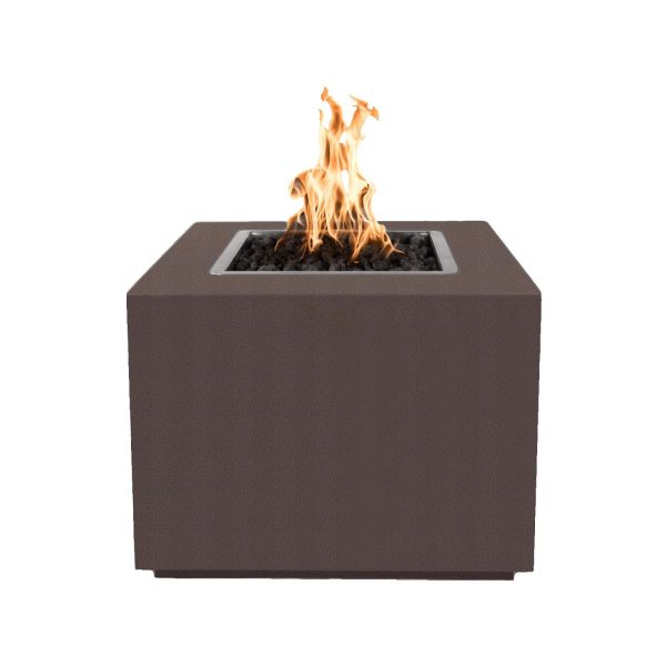 Forma 42 Inch Square Powder Coated Steel Propane Fire Pit in Copper by The Outdoor Plus