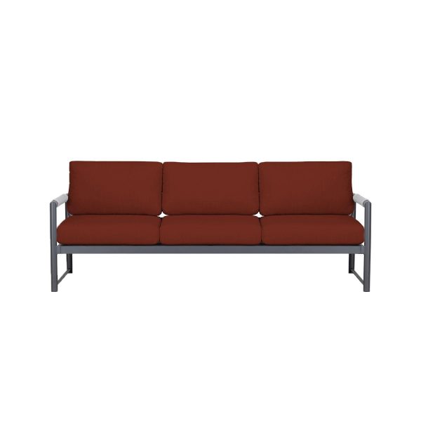 Avenue Bay 3 Person Aluminum Sofa in Slate/Canvas Henna by Lakeview Outdoor Designs