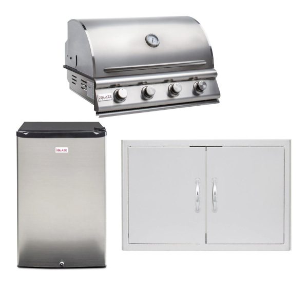 Blaze LBM 3-Piece 32-Inch Propane Gas Outdoor Kitchen Package w/ Refrigerator