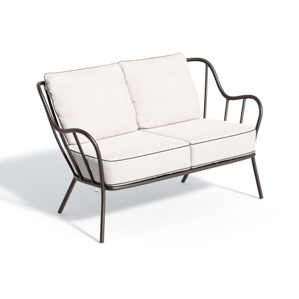 Malti Aluminum Loveseat in Carbon/Bliss Linen by Oxford Garden