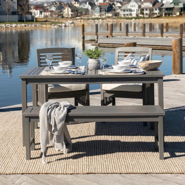 Ultimate Patio Horizon Way 4 Piece Acacia Patio Dining Set W/ 60 X 32 Inch Rectangular Table - Gray Wash