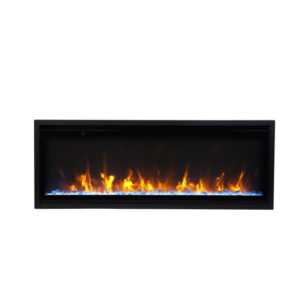 Remii by Amantii Panorama Extra Slim 45-Inch Smart Built-In Electric Fireplace with Black Steel Surround - Indoor/Outdoor - 102745-XS