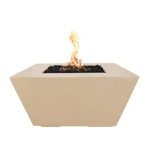 Redan 50 Inch Square GFRC Propane Fire Pit w/ Glow Plug in Vanilla by The Outdoor Plus