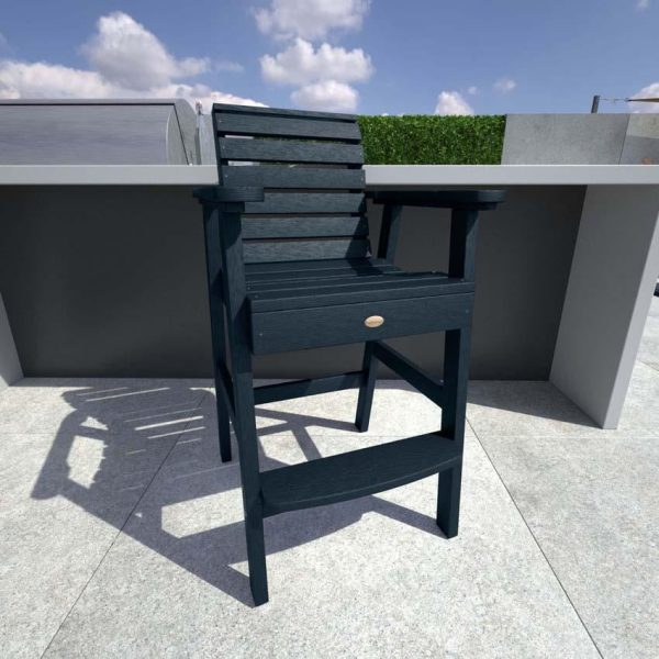 Elm Pointe Recycled Plastic Bar Stool in Federal Blue by Lakeview Outdoor Designs