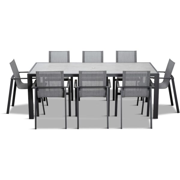 Spring Bay 9 Pc Aluminum Dining Set in Slate/Slate by Lakeview Outdoor Designs