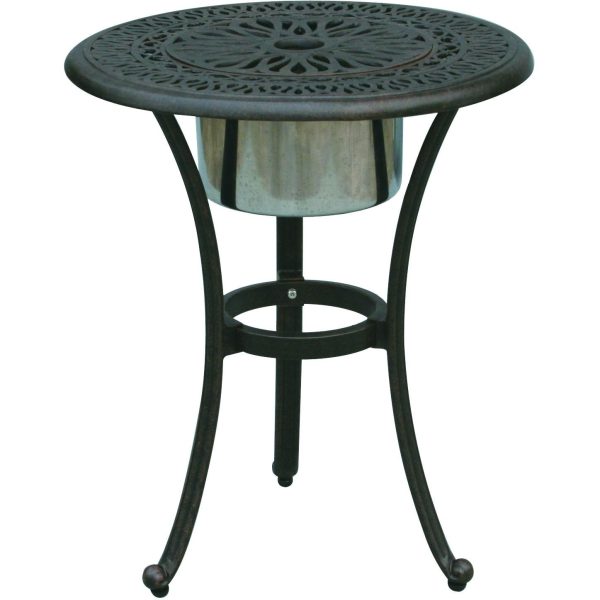 Elisabeth 21 Inch Cast Aluminum End Table w/ Ice Bucket by Darlee