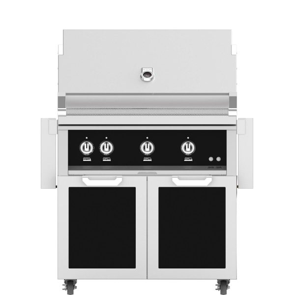 Hestan 36-Inch Propane Gas Grill W/ Rotisserie On Double Door Tower Cart - Stealth - GABR36-LP-BK