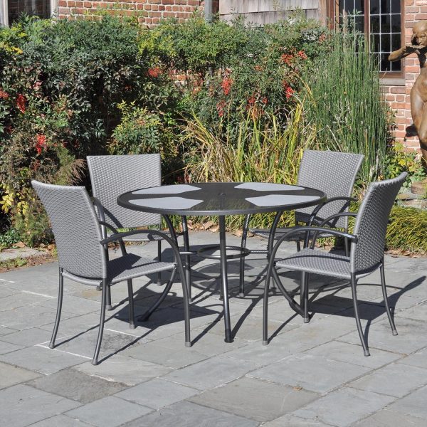 Pilano 5 Pc Aluminum/Woven Round Dining Set in Gray By KETTLER