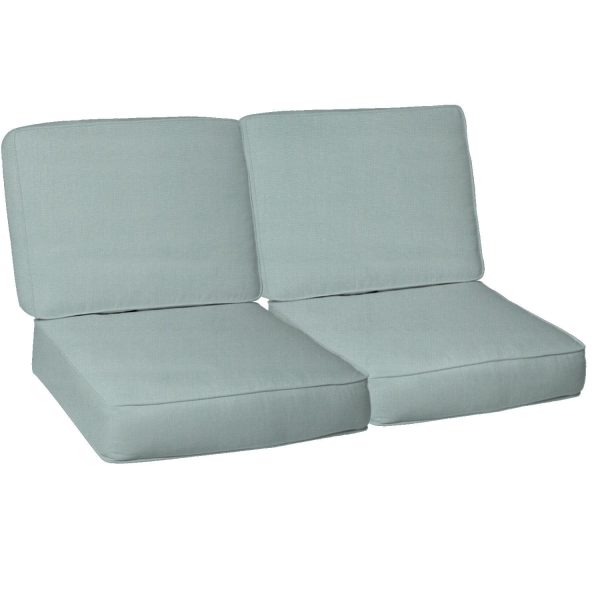 Sunbrella Canvas Spa 4 Piece Medium Outdoor Replacement Loveseat Cushion Set W/ Piping By BBQGuys Signature