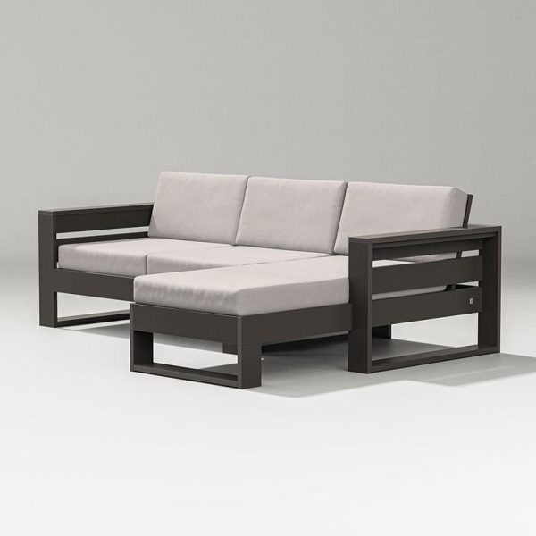 Latitude 3 Person Sectional Sofa w/ Right Chaise in Vintage Coffee/Dune Burlap By PW Designer Series