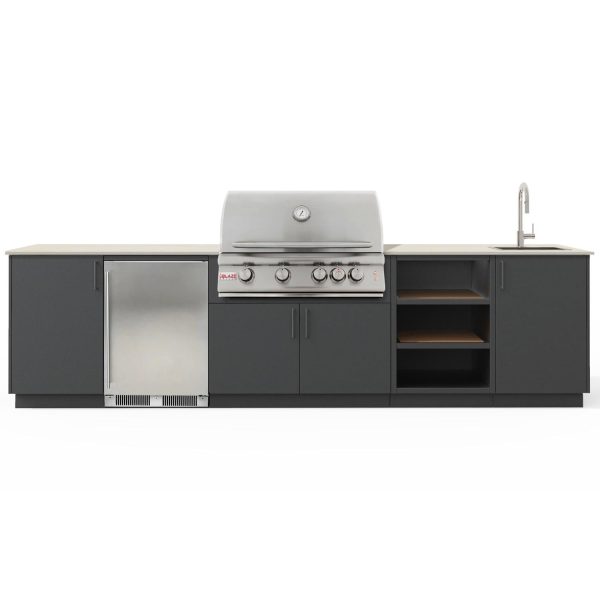 Urban Bonfire Breeze 32 Outdoor Kitchen w/ Blaze LTE Propane Grill, Sink, Refrigerator, Danae Dekton Countertop & Anthracite Finish - B-Breeze-32-Blaze-Danae-Anthracite