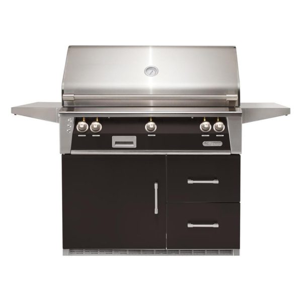 Alfresco ALXE 42-Inch Freestanding Propane Grill On Refrigerated Cart With Sear Zone And Rotisserie in Jet Black Matte - ALXE-42SZRFG-LP-SM9005