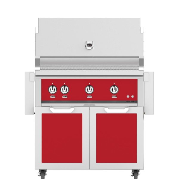 Hestan 36-Inch Natural Gas Grill W/ Sear Burner & Rotisserie On Double Door Tower Cart - Matador - GMBR36-NG-RD