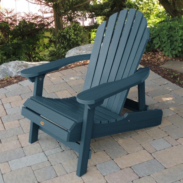 Dream Bay Recycled Plastic Folding & Reclining Adirondack Chair in Nantucket Blue by Lakeview Outdoor Designs