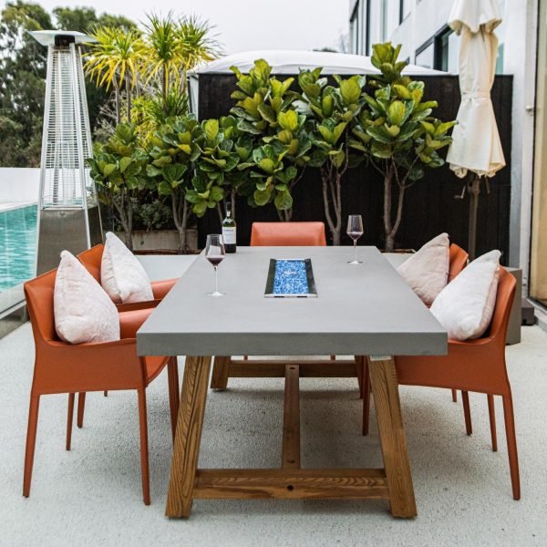 Modernview 83 Inch Rectangular GFRC Propane Fire Pit Table in Gray by Lakeview Outdoor Designs
