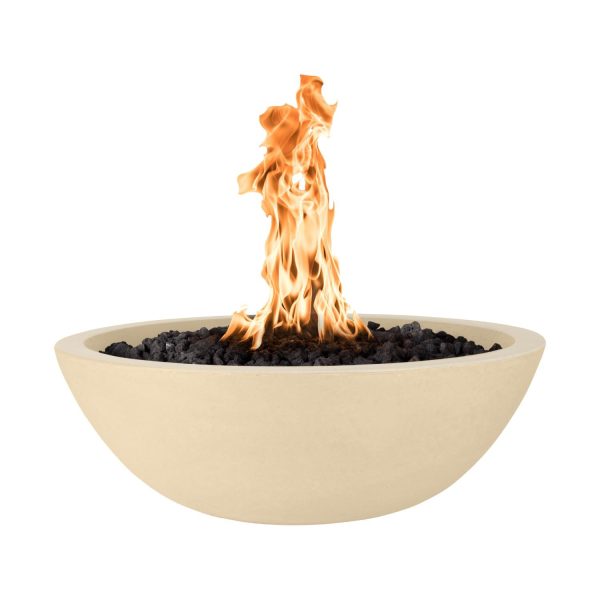 Sedona 48 Inch Round GFRC Propane Fire Pit in Vanilla by The Outdoor Plus