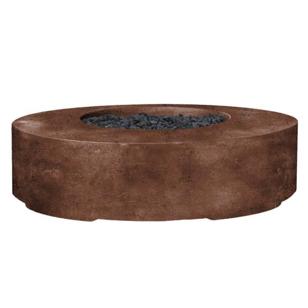 Stoneview 80 Inch Round GFRC Natural Gas Fire Pit in Cafe by Lakeview Outdoor Designs