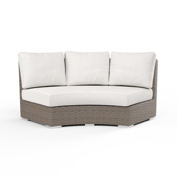 Coronado Wicker Sectional Loveseat in Driftwood/Canvas Flax by Sunset West
