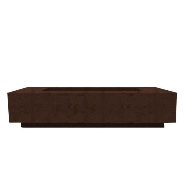 Cascata Bay 72 Inch Rectangular GFRC Propane Fire Pit Table in Cafe by Lakeview Outdoor Designs