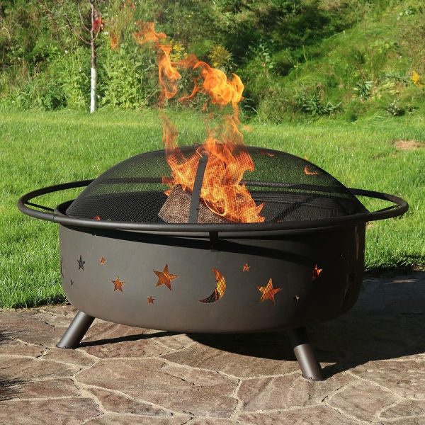 Cosmic 42 Inch Round Steel Wood-Burning Fire Pit in Black by Ultimate Patio