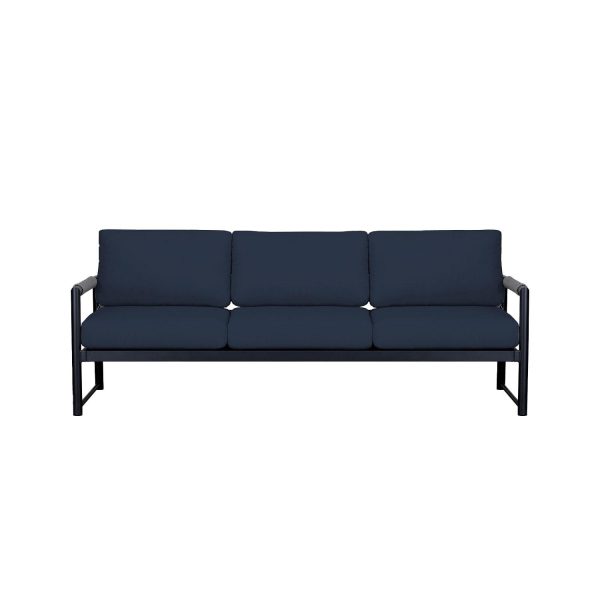 Avenue Bay 3 Person Aluminum Sofa in Black/Spectrum Indigo by Lakeview Outdoor Designs