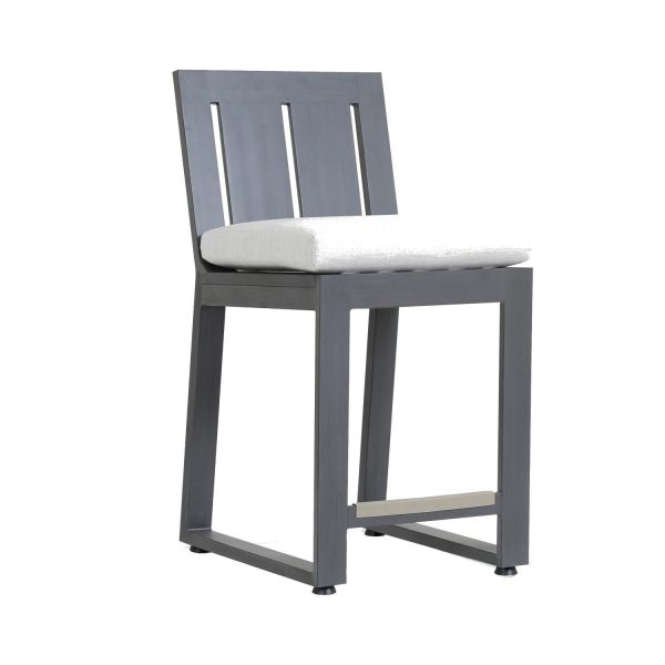 Redondo Aluminum Patio Bar Stool W/ Sunbrella Cast Silver Cushion By Sunset West