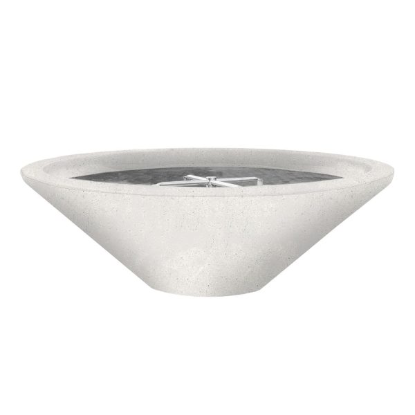 Ironwood Pedestal 31 Inch Round GFRC Propane Fire Bowl in Ultra White by Lakeview Outdoor Designs
