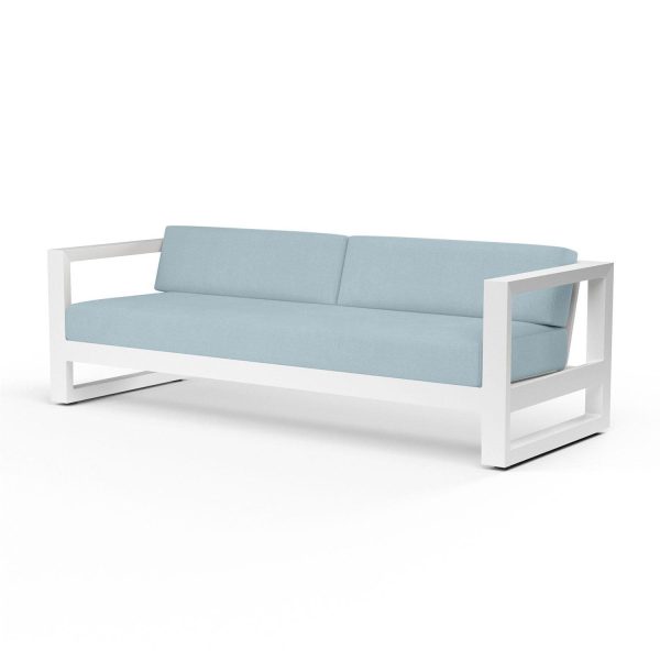 Newport Aluminum Patio Sofa in Canvas Skyline w/ No Welt By Sunset West