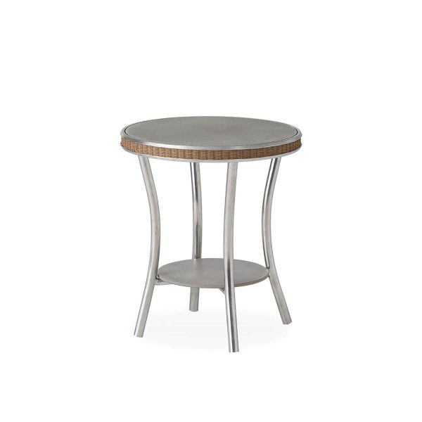 Essence 20 Inch Round Lloyd Loom End Table in Hickory by Lloyd Flanders