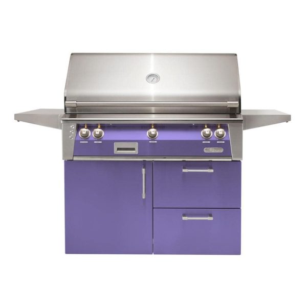 Alfresco ALXE 42-Inch Freestanding Propane Grill On Deluxe Cart With Rotisserie in Blue Lilac - ALXE-42CD-LP-S4005