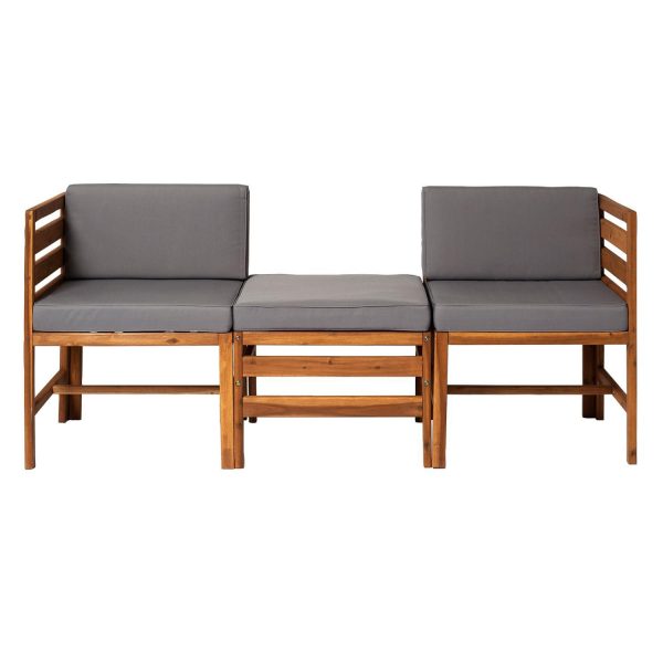 Bellelot 3 Pc Acacia Seating Set in Brown/Gray by Ultimate Patio