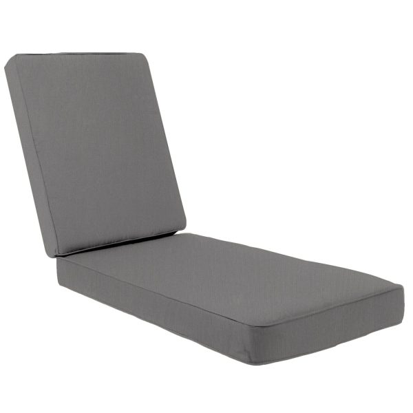 Sunbrella Canvas Charcoal Extra Long Outdoor Replacement Chaise Lounge Cushion W/ Piping By BBQGuys Signature