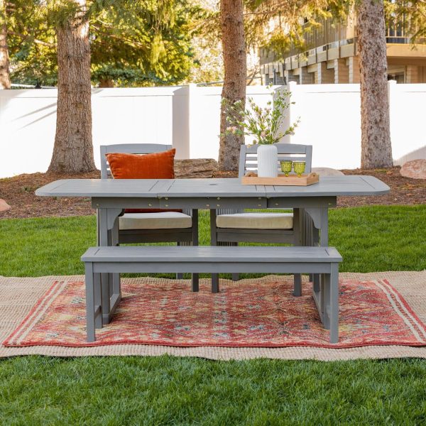 Ultimate Patio Horizon Way 4 Piece Acacia Patio Dining Set W/ 55-79 X 35 Inch Extension Rectangular Table - Gray Wash