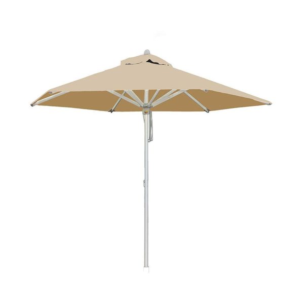 Bambrella 9 Ft. Hexagonal Aluminum Santa Ana Market Umbrella Set w/ In Ground Mount in Harvest Wheat