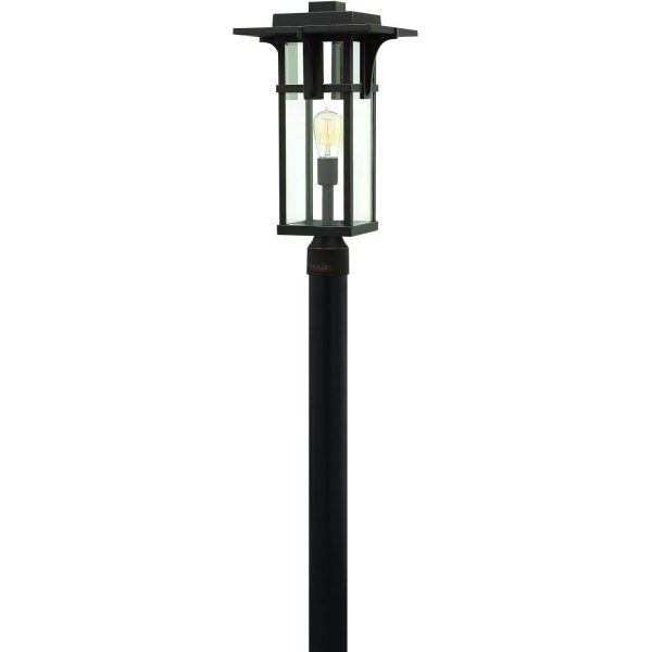 Hinkley Lighting Manhattan One Light 22-Inch Outdoor Post Light W/ Clear Glass - Oil Rubbed Bronze - 2321OZ